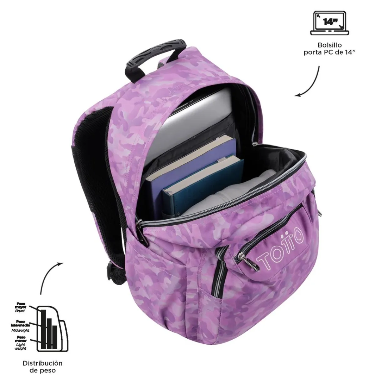 Outlet - Mochila escolar camuflaje rosa Acuarela Material Escolar