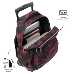 - Mochila escolar con ruedas tiza roja Renglones Material Escolar