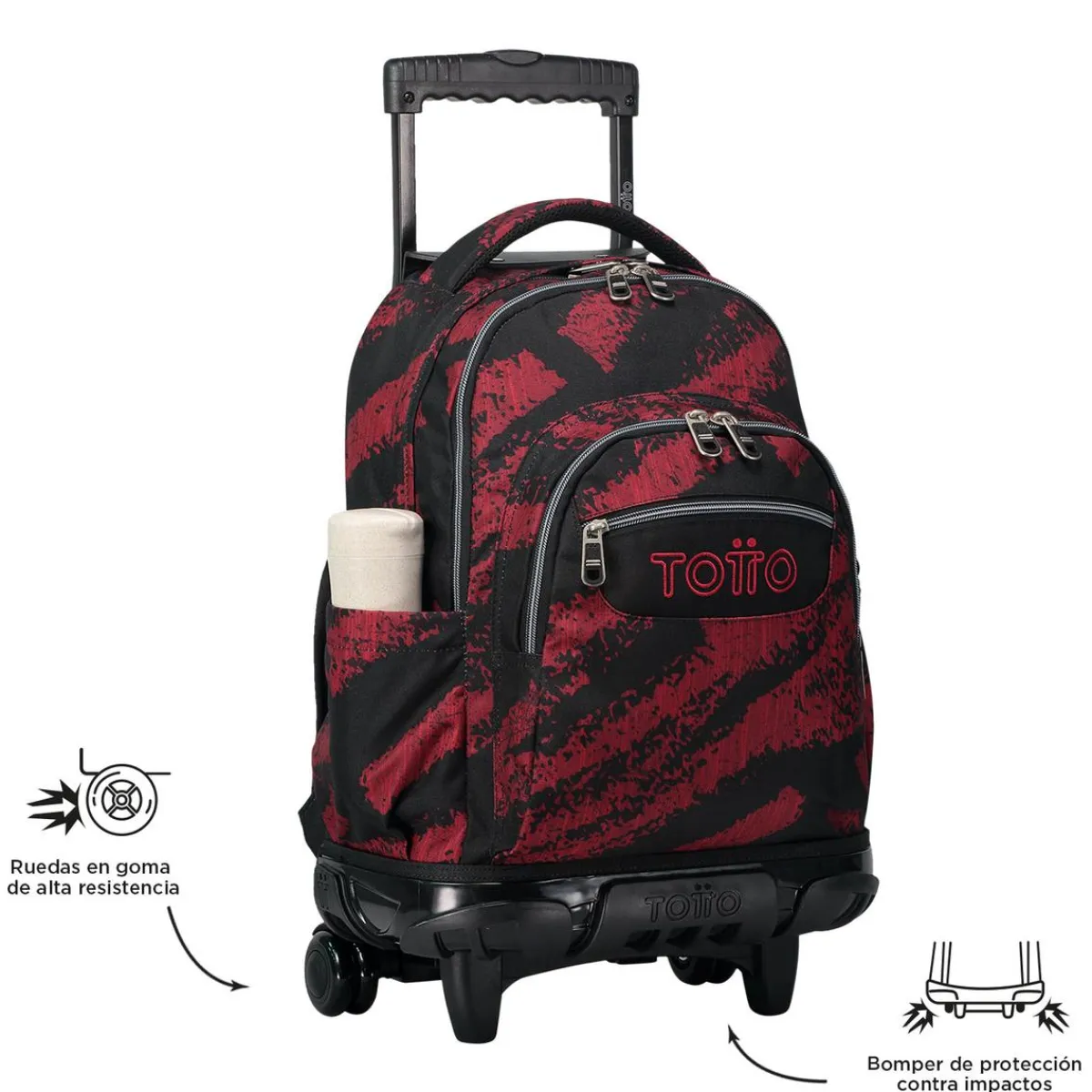 - Mochila escolar con ruedas tiza roja Renglones Material Escolar