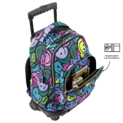 New - Mochila escolar con ruedas emojis Renglones Material Escolar