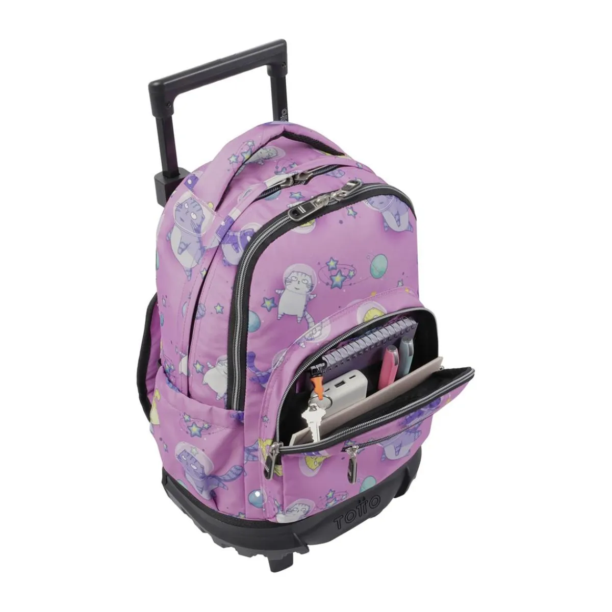 - Mochila escolar pequeña ruedas gatos astronautas Resma Material Escolar