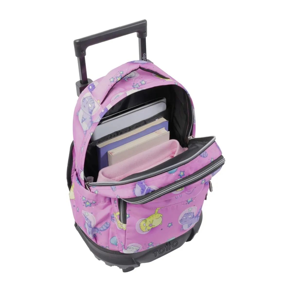 - Mochila escolar pequeña ruedas gatos astronautas Resma Material Escolar