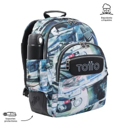 Hot - Mochila escolar postales y casetes Crayoles Material Escolar