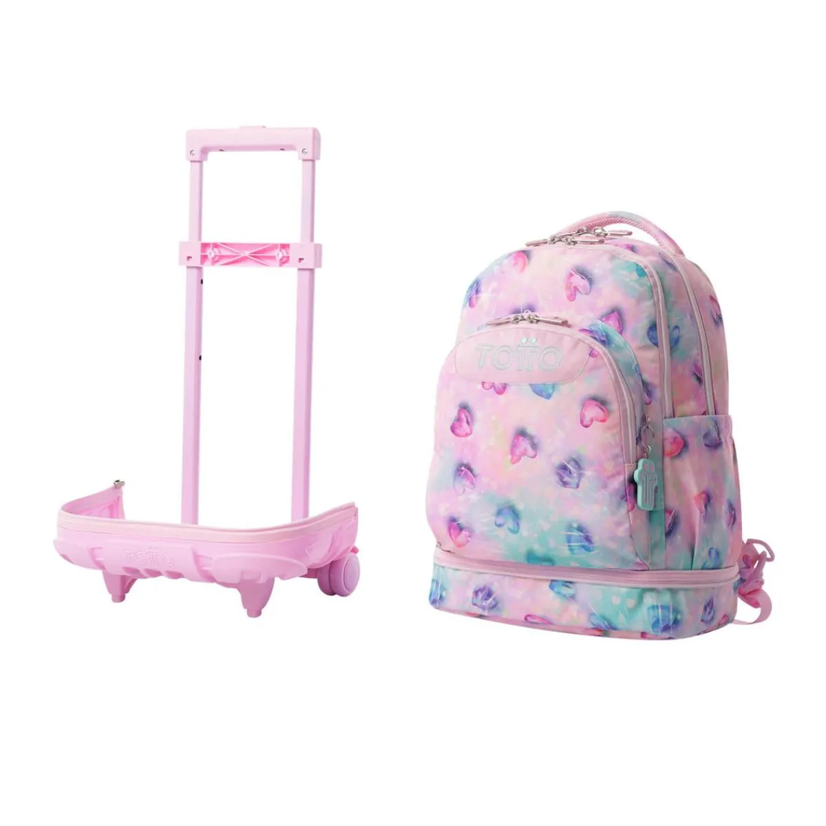 - Mochila Tiza con ruedas Glitter Shiny Heart*TOTTO New