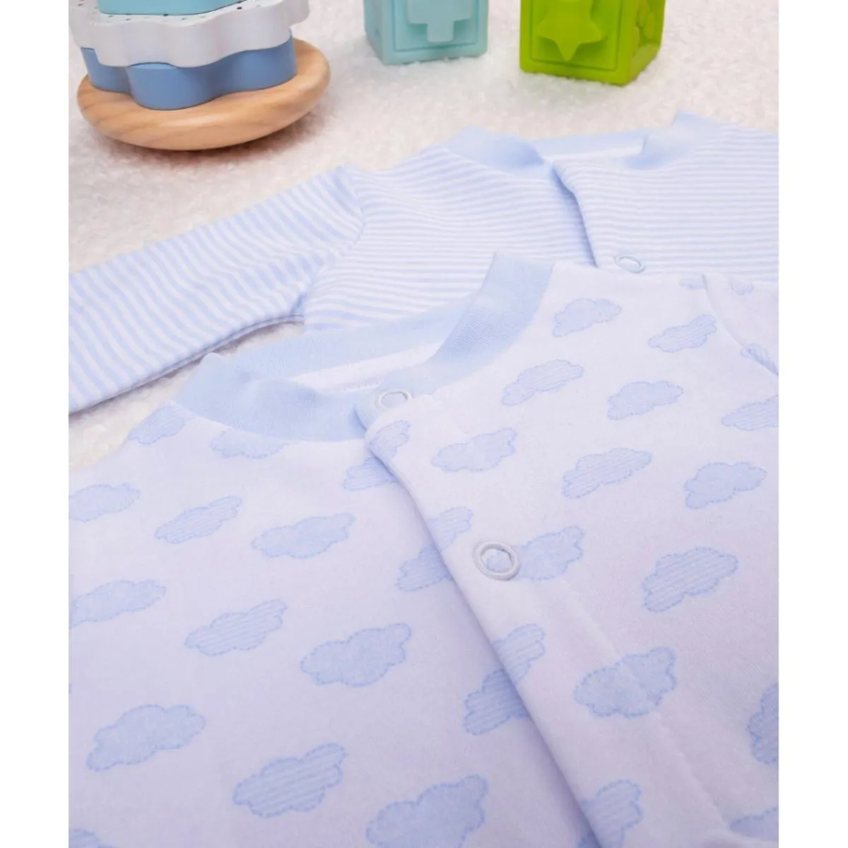 Clearance Trajecitos azul celeste y crema con dibujos y rayas Ropa Y Accesorios·Peleles|Recién Nacido·Ropa Y Accesorios