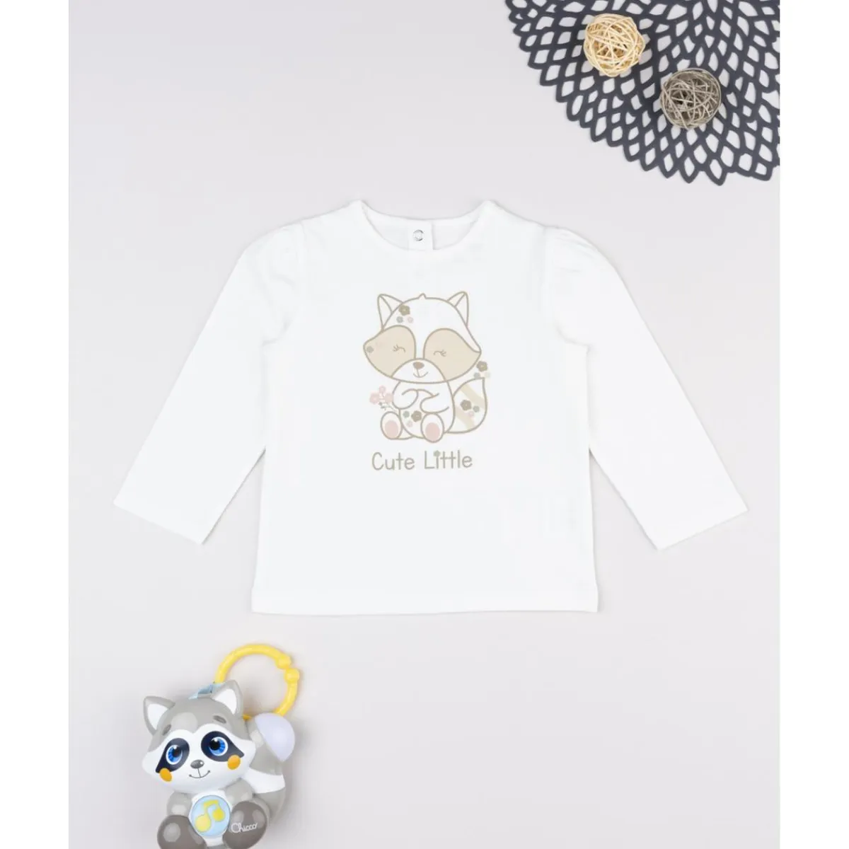 T-shirt niña blanca estampado mapache*Prenatal New