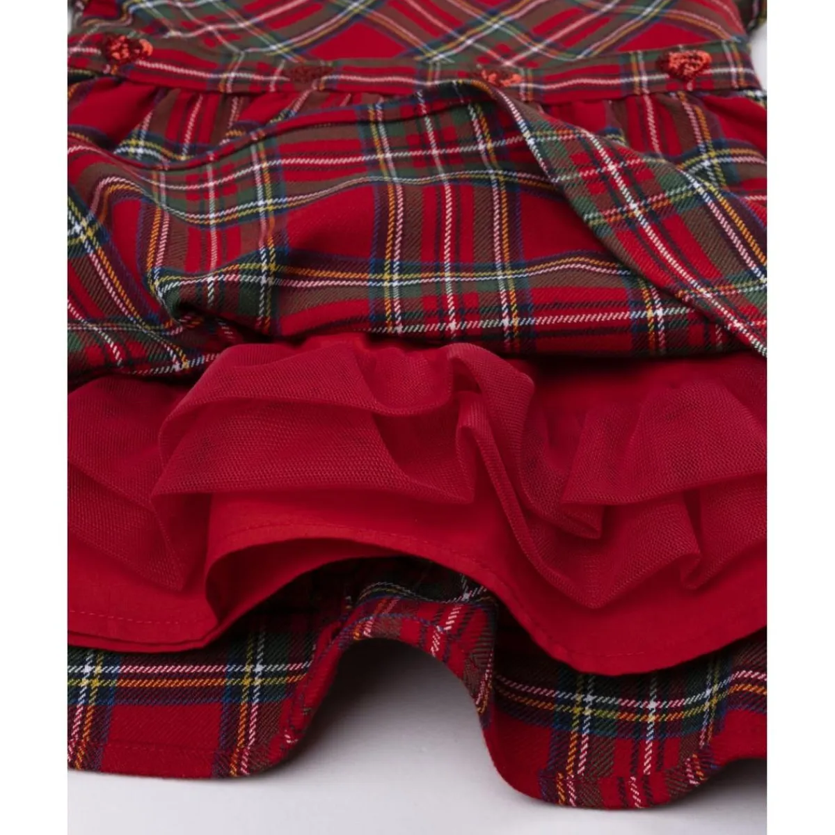 Vestido tartán rojo niña con cuello redondo*Prenatal Clearance