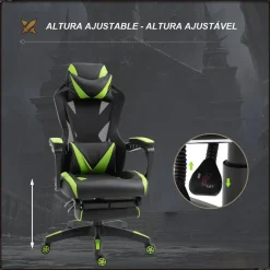 New Vinsetto - Silla Gaming ergonómica verde-negro Videojuegos