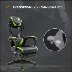 New Vinsetto - Silla Gaming ergonómica verde-negro Videojuegos