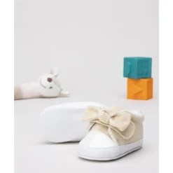 Zapatillas para bebé beige con lazo*Prenatal Discount